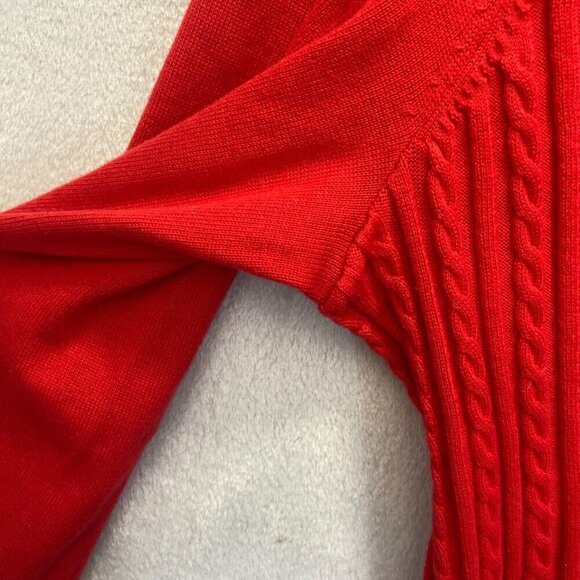 Lands' End Cable Knit Cardigan Sweater Women's 2X 20W-22W Red Holiday Christmas - Picture 8 of 12